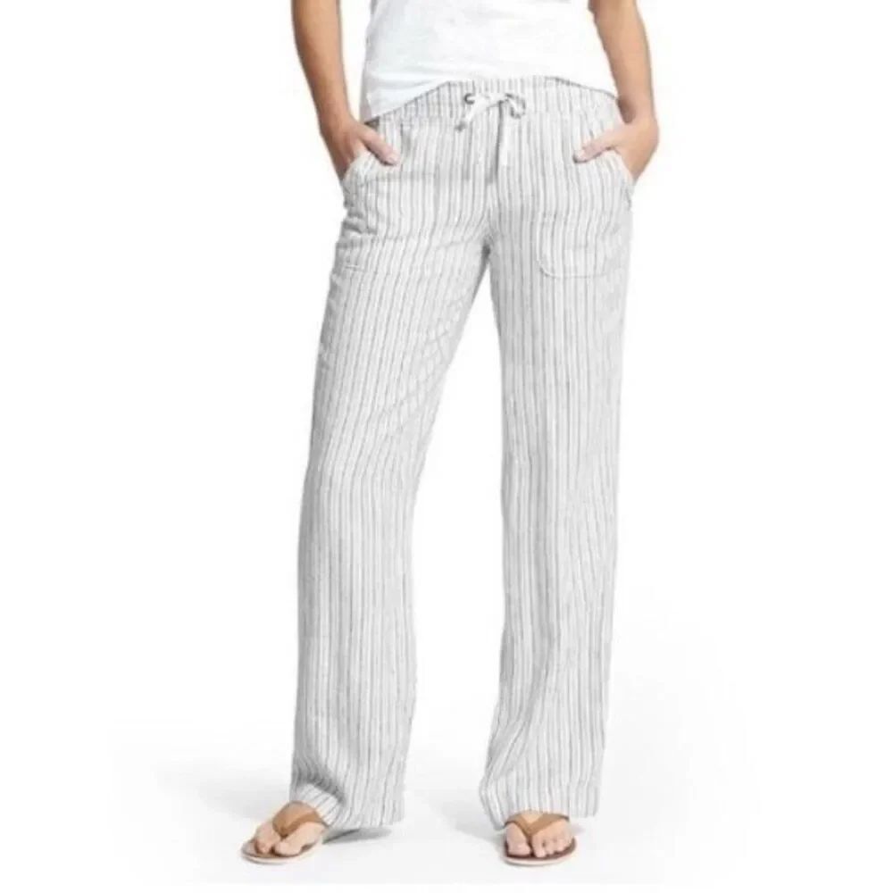 ✨Athleta Striped Herringbone Linen Sz 8 Pants✨